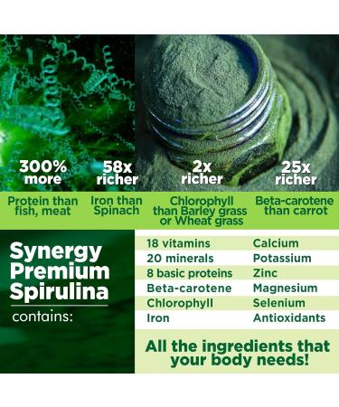 Synergy Natural Organic Spirulina Powder 200g - Pure Superfood Supplement - Buy Online on GoSupps.com