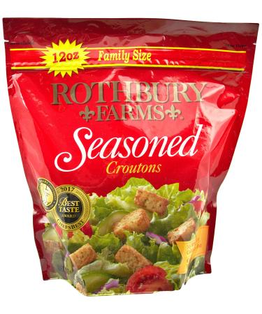 Rothbury Farms Seasoned Croutons, Family Size (2 pack) 12 Ounces each 12.0 Ounce (Pack of 2)