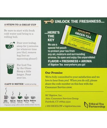 Bigelow Classic Green Tea, Caffeinated, Pack of 6 (240 Total Tea Bags) - Premium Quality Green Tea - Buy Online on GoSupps.com