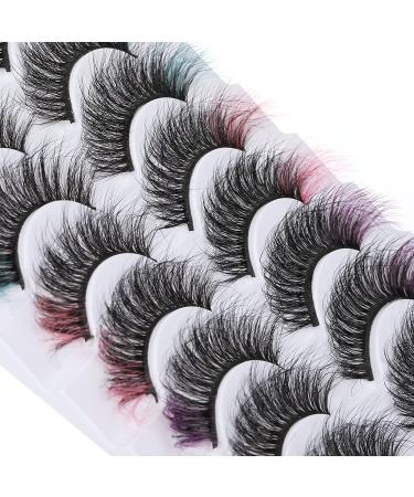 Colored Eyelashes Wispy Mink Lashes Natural Fluffy Cat Eye Lashes Strip 5D False Eyelashes 10 Pairs 5 Colors Eyelash Extension Pack by HeyAlice A-5 Colors - Buy Online on GoSupps.com