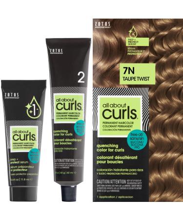 All About Curls 7N Taupe Twist (Medium Blonde with Neutral Undertone) Permanent Hair Color (Prep + Protect Serum & Hair Dye for Curly Hair) - 100% Grey Coverage Nourished & Radiant Curls Hair Color Dye w/ Protect Serum