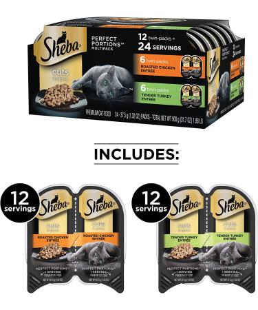 Sheba Perfect Portions Cuts in Gravy Wet Cat Food Variety Pack - Chicken and Turkey - 2.6 oz (12 Pack) - Buy Online on GoSupps.com