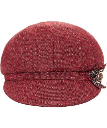ColorSun Classic Retro Visor Newsboy Cabbie Cap Beret with Flower Buckle - Red Wine for Women - Buy Online on GoSupps.com