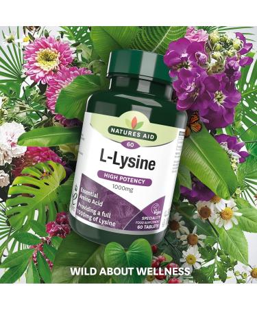 Natures Aid L-Lysine 1000mg Vegan 60 Tablets - High Potency Essential Amino Acid - Buy Online on GoSupps.com