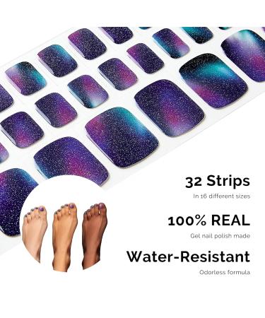 Premium Nail Foil for Toenails | Self-Adhesive Gel Nail Films | 32pcs UV Hardening Nail Wraps | Perfect Gifts for Women & Girls | Aurora Design - Buy Online on GoSupps.com