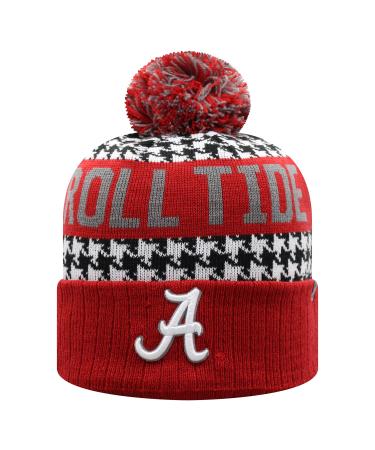 Top of the World NCAA Arctic Striped Cuffed Knit Pom Beanie Hat Alabama Crimson Tide-houndstooth One Size