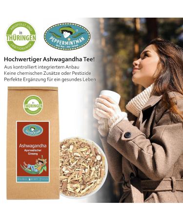 Ashwagandha Tea 400g - Ayurvedic Vitality Blend for Sleep & Wellness - Traditional Herbal Ginseng - Peppermintman - Buy Online on GoSupps.com