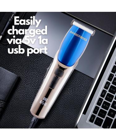 BarberBoss Hair Clippers Men Beard Trimmer - 4 Speed Settings Ceramic Blade 8 Comb Attachments LED Display USB Charge Waterproof Hair Grooming Kit QR-2083 - Buy Online on GoSupps.com