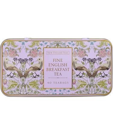 New English Teas Song Thrush and Berries Tea Tin with 40 English Breakfast Teabags (Pink) - Buy Online on GoSupps.com