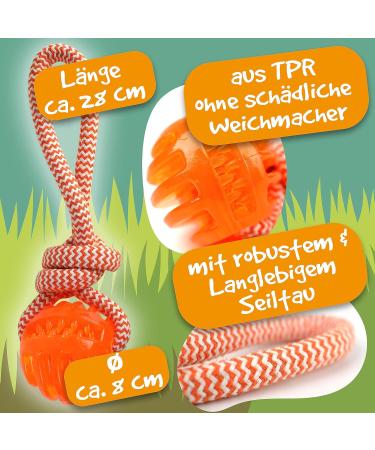Rootsnoot Throwing Ball with Rope - Extra Gentle Tug Toy for Dogs | Neon Orange - Buy Online on GoSupps.com