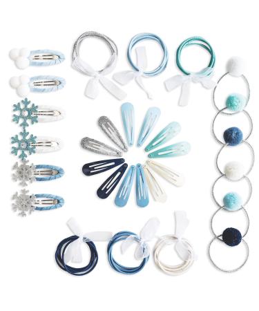Paper dragon special 48 hair clips and hair tie in many colors - durable and robust - children's spectrum with glitter and fabric cover - hair accessories * snow princess * - for long and fine hair