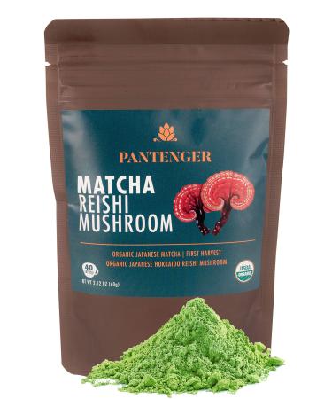 Pantenger Matcha Green Tea Powder and Reishi Mushroom. 2.12 OZ (60 grams). USDA ORGANIC. Japanese Reishi Mushroom with Japanese Matcha Tea.