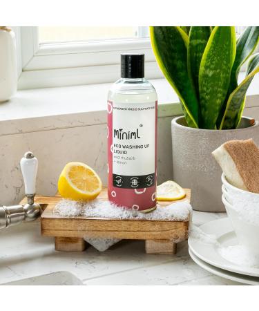 Miniml Eco Washing Up Liquid 500ml - Rhubarb Scented Non Bio & Skin Sensitive Friendly Dish Wash Cleaner that's Plant Based Vegan & Cruelty Free - Natural Cleaning Products (50 Washes) - Buy Online on GoSupps.com