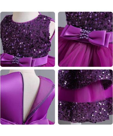 Miipat Baby Girl Tulle Sequin Princess Dress | Formal Flower Girl Birthday Wedding Pageant Dress 12-18 Months Purple - Buy Online on GoSupps.com