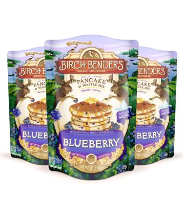 Blueberry Pancake & Waffle Mix By Birch Benders, Made With Real Blueberries, Just Add Water, Non-Gmo, Dairy Free, Just Add Water,14 Oz (Pack of 3) 14 Ounce (Pack of 3)