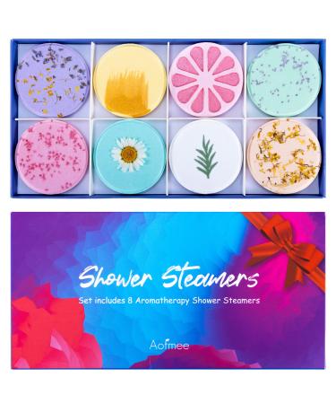 Aofmee Shower Steamers Aromatherapy - Pack of 8 Shower Bombs Gift Set Shower Tablets with Essential Oils for Relaxation Mothers Day Gifts Self Care Gifts Spa Gifts Birthday Gifts for Women and Men Colorful 8-pack
