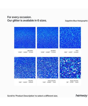 Hemway Eco-Friendly Biodegradable Glitter 100g - Vegan & Cosmetic Safe Sapphire Blue Holographic Sparkle for Face Eyes Body Hair & Nails - 3mm 0.125 - Buy Online on GoSupps.com