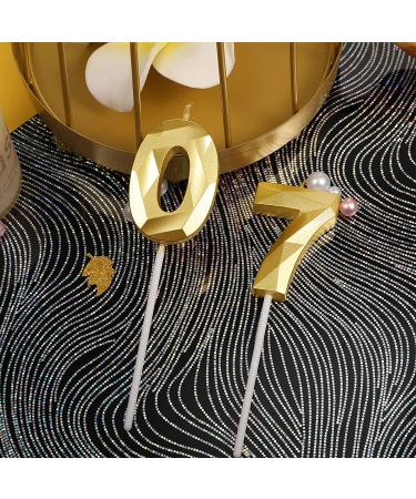 70th Birthday 3D Diamond Shape Number 70 Candles - Gold Happy Birthday Cake Topper for Wedding Decoration & Theme Parties - Buy Online on GoSupps.com