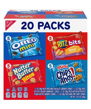 Nabisco Classic Mix Variety Pack, OREO Mini, CHIPS AHOY Mini, Nutter Butter Bites, RITZ Bits Cheese, 20 Snack Packs
