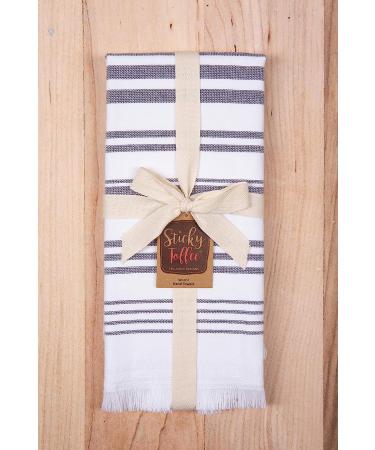 Sticky Toffee Cotton White Hand Towels Set - Soft & Absorbent Gray Striped Bath Towels - Oeko-Tex Certified, Quick-Drying - 28x16 - Reusable - Buy Online on GoSupps.com