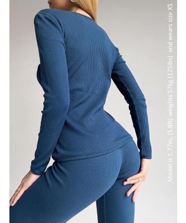 DreamBuy Ribbed Pyjama/Tracksuit/Loungewear Unisex Kids | 20 Colours | Boys Girls Baby Clothes Pyjamas | Women Men | 7-8 Years | Blue - Buy Online on GoSupps.com