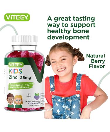 Kids Zinc Gummies 25mg - Immune Support & Antioxidant - Berry Flavor Chewable Supplement - Gluten Free & GMO Free - Buy Online on GoSupps.com