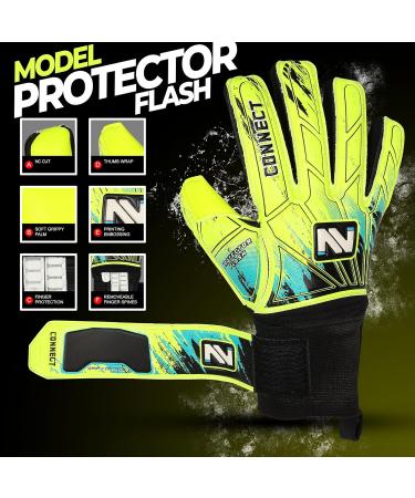 Super Grip Latex Goalkeeper Gloves for Kids | Fluorescent Yellow Football Gloves for Boys & Girls | Junior Training Gear - Buy Online on GoSupps.com