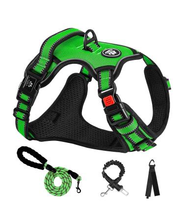 Nestroad dog harness Large dogs leash greenery green size L for dogs Large with neck circumference 38 48cm breast circumference 48 74cm contain breast harnesses dog leash and dog seat belt car l neck 38-48cm breast 48-74cm green