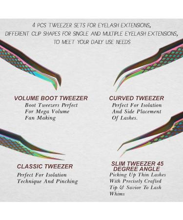 4-Piece Eyebrow Tweezers Set for Flawless Grooming Beauty Pluckers Stainless Steel Nose and Facial Hairs Ingrown Hair Removal Splinter UK (Rainbow) - Buy Online on GoSupps.com