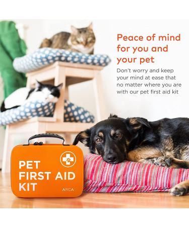 ARCA PET Cat & Dog First Aid Kit - Emergency Pet Travel Kit with Thermometer, Tick Remover & More | Neon Orange - Buy Online on GoSupps.com