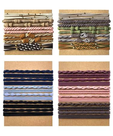 SONNYX 44 PCS Boho Hair Ties for Women Cute Hair Tie Bracelets for Pony Tails Bracelet Hair Ties with Elastic Colorful