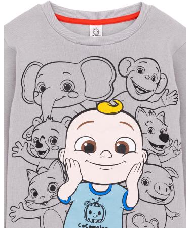 CoComelon Kids Sweatshirt | Ello Pepe Boba Kiki Animal Characters Sweater | Nursery Rhyme Education Songs | Grey, 5-6 Years - Buy Online on GoSupps.com