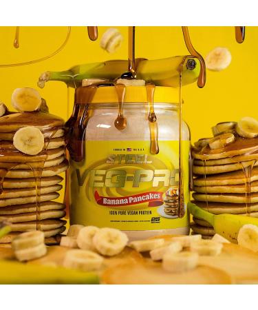 Steel Supplements Veg-PRO Vegan Protein Powder Banana Pancakes - 25 Servings (1.65lbs) | Organic, Gluten Free, Non-Dairy, Low Carb Formula with BCAA Amino Acids - Buy Online on GoSupps.com