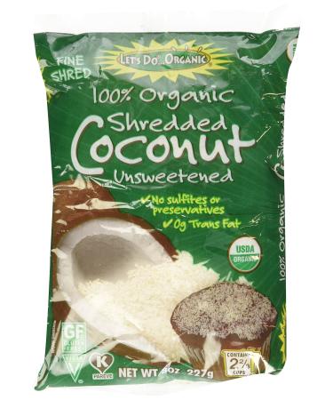 Let's Do Organic Shredded, Unsweetened Coconut, 8-Ounce Packages (Pack of 3)