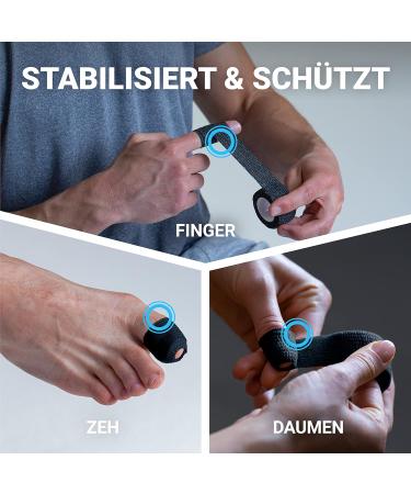 TrueTape Finger Pavement | 8x Rolls Self-Adhering Plasters for Fingers (2.5cm x 4.5m) | Black Dirt-Repellent Narrow Adhesive Tape - Buy Online on GoSupps.com