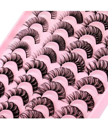 20 Pairs Russian Strip Lashes Natural Wispy False Eyelashes Fluffy D Curl Lashes Faux Mink Lashes Look like Extensions 4 Styles Mixed Multipack 1-4 Styles 15mm-19mm