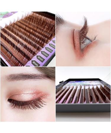 Lash Extension Supplies - 2 Trays 12 Rows Soft Faux Mink Individual Lashes Japanese Camellia Natural Series 0.05-C 10mm & 11mm Caramel - Shop Internationally - Buy Online on GoSupps.com