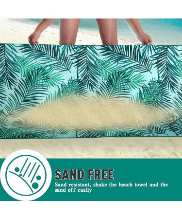 2 Pack Oversized Microfiber Beach Towel Set - Sand-Free, Quick Drying, Super Absorbent - Blue/Green Leaves Print - Ideal for Beach, Pool, Camping - Soft, Lightweight, and Breathable - Buy Online on GoSupps.com