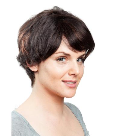 Short Human Hair Wig with Side Parting | Dark Brown with Red Highlights - DW411HH-2H130 | Shop Now! - Buy Online on GoSupps.com