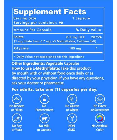 Life Strength L-Methylfolate 5mg Supplement - Mood & Immune Support - Non-GMO & Gluten-Free - 90 Capsules - Buy Online on GoSupps.com