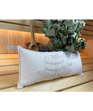 Ger3as Sauna Pillow Travel Pillow | 100% Cotton | Beige/White | 50x22 cm | Perfect for Relaxation & Comfort - Buy Online on GoSupps.com