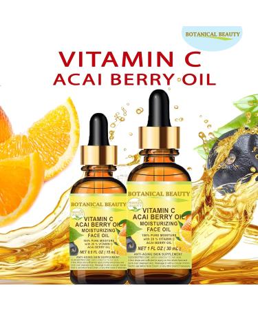 Botanical Beauty VITAMIN C ACAI BERRY Oil. Moisturizing Face Oil. Anti-Aging Regenerating and Nourishing. 20% Vitamin C and 100% Pure Acai Berry Oil. (1 Fl Oz (Pack of 1)) - Buy Online on GoSupps.com