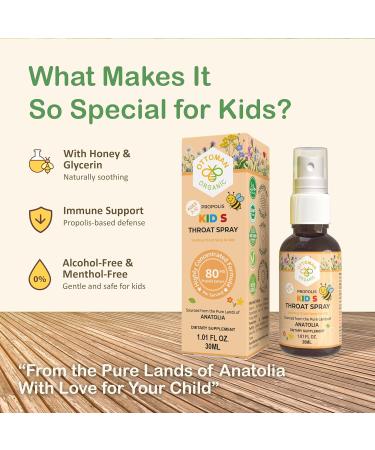 ottoman organic Kids Propolis Spray USDA Organic Certified 100% Alcohol-Free Formula Supports Throat and Respiratory Comfort Rich in Antioxidants 1.01 Fl Oz (Pack of 1) - Buy Online on GoSupps.com