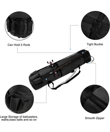 Wowelife Fishing Rod Carrier and Reel Organizer - Pole Storage Bag for Fishing and Traveling | Perfect Gift for Family, Friends - Black - Buy Online on GoSupps.com