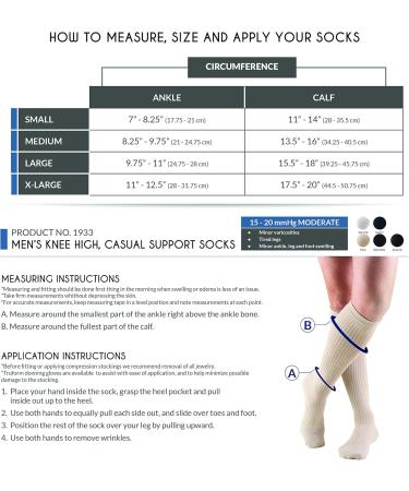 Truform Compression Socks for Men - 15-20 mmHg Cushion Foot Knee High White Large (1 Pair) - Best for Travel & Daily Comfort - Buy Online on GoSupps.com