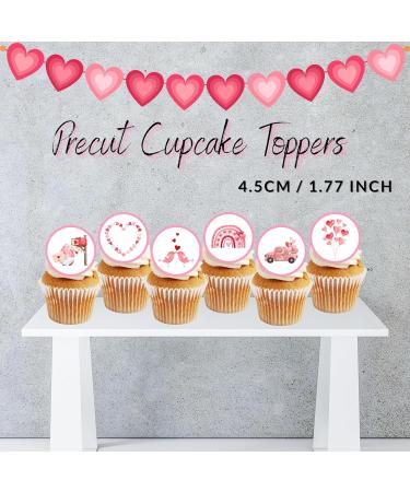 PRECUT Pink Valentines Day Cupcake Toppers Love You Edible Cake Topper Edible Valentine Cake Decorations Proposal Decorations Engagement Cake Decoration Cute Anniversary Cake Toppers (24) - Buy Online on GoSupps.com