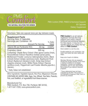 PMS Comfort Herbal Hormonal Support - 1 Month Supply for PMS & PMDD Symptoms - Buy Online on GoSupps.com