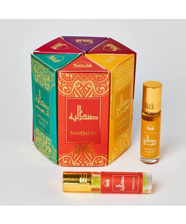 Dukhni Attar Oil Set|   |Authentic Arabic Fragrance Oils| 100% Pure, Alcohol-Free, Halal | Sandalia, Sandal Mukhamara, Sandal Rose, Sandal Ambari, Sandal Khus, Sandal Jasmine-6ml each Sandalia 6 x 6ml