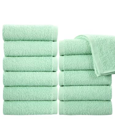 SIMPLY LOFTY Cotton Washcloths 12 x 12 (12 Pack) Premium Fingertip Towels Highly Absorbent Facial Towels for Bathroom 100% Ring Spun Cotton Wash Cloth Set (Aqua Mint)