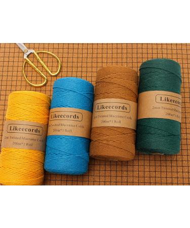2mm x 219yd Macrame Cord - Natural White Cotton Twine String for DIY Knitting & Plant Hangers - Rustic Craft String for Christmas Wedding Decor - Buy Online on GoSupps.com